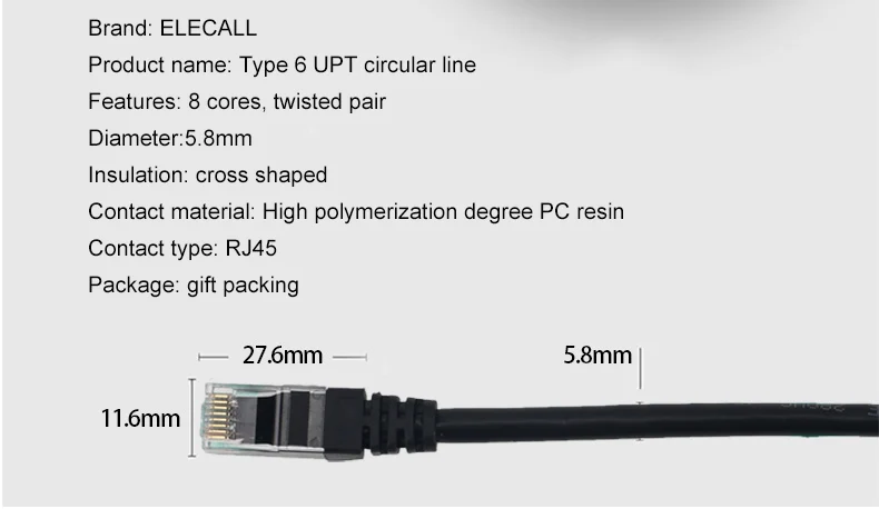 ELECALL RJ45 CAT6 Ethernet кабель Lan Ethernet-кабель для ТВ PS4 Xbox O Lan Сетевой кабель