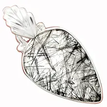 Lovegem подлинный черный рутил кулон 925 пробы серебро, 34 мм, AP3324