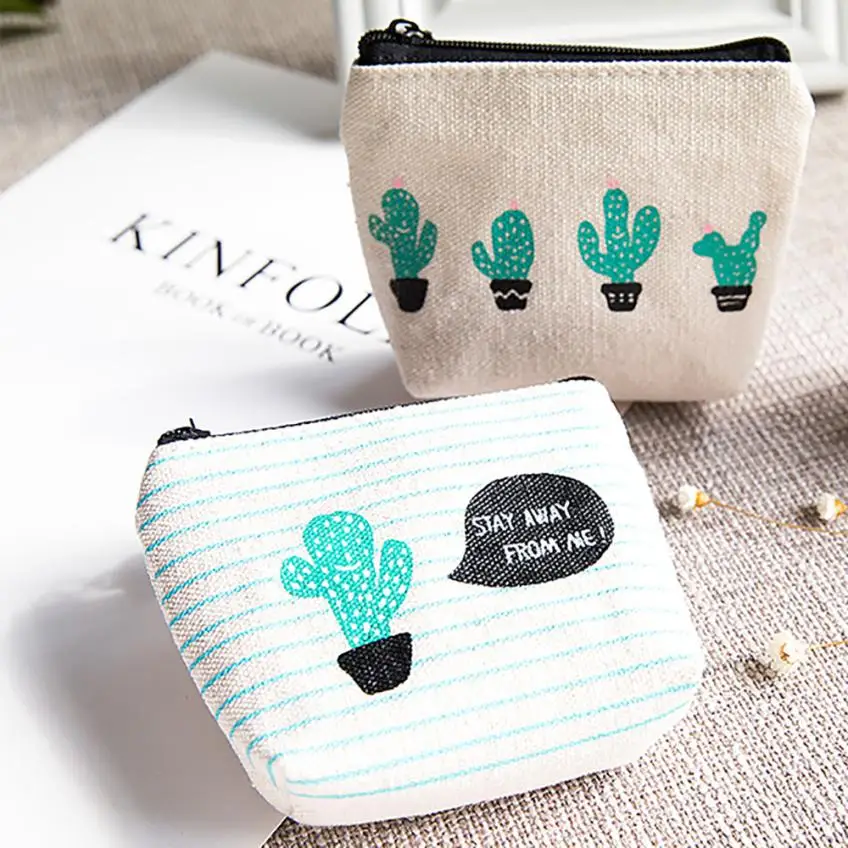 Canvas Cash Coin Purse,The Wave Print Make Up Bag Zipper Small Purse Wallets