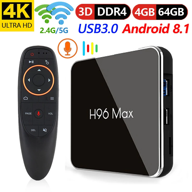 H96 MAX X2 Amlogic S905X2 четырехъядерный Смарт ТВ приставка 2,4g+ 5,8g двойной WiFi Android 8,1 ТВ приставка 4 Гб ram 64 Гб/32 ГБ rom телеприставка