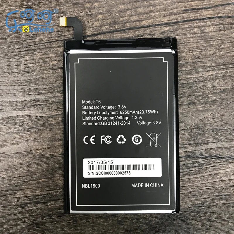 LEHEHE Батарея для HOMTOM HT6 и DOOGEE T6 6250 мАч Высокая Quliaty литий-полимерный Bateria замена