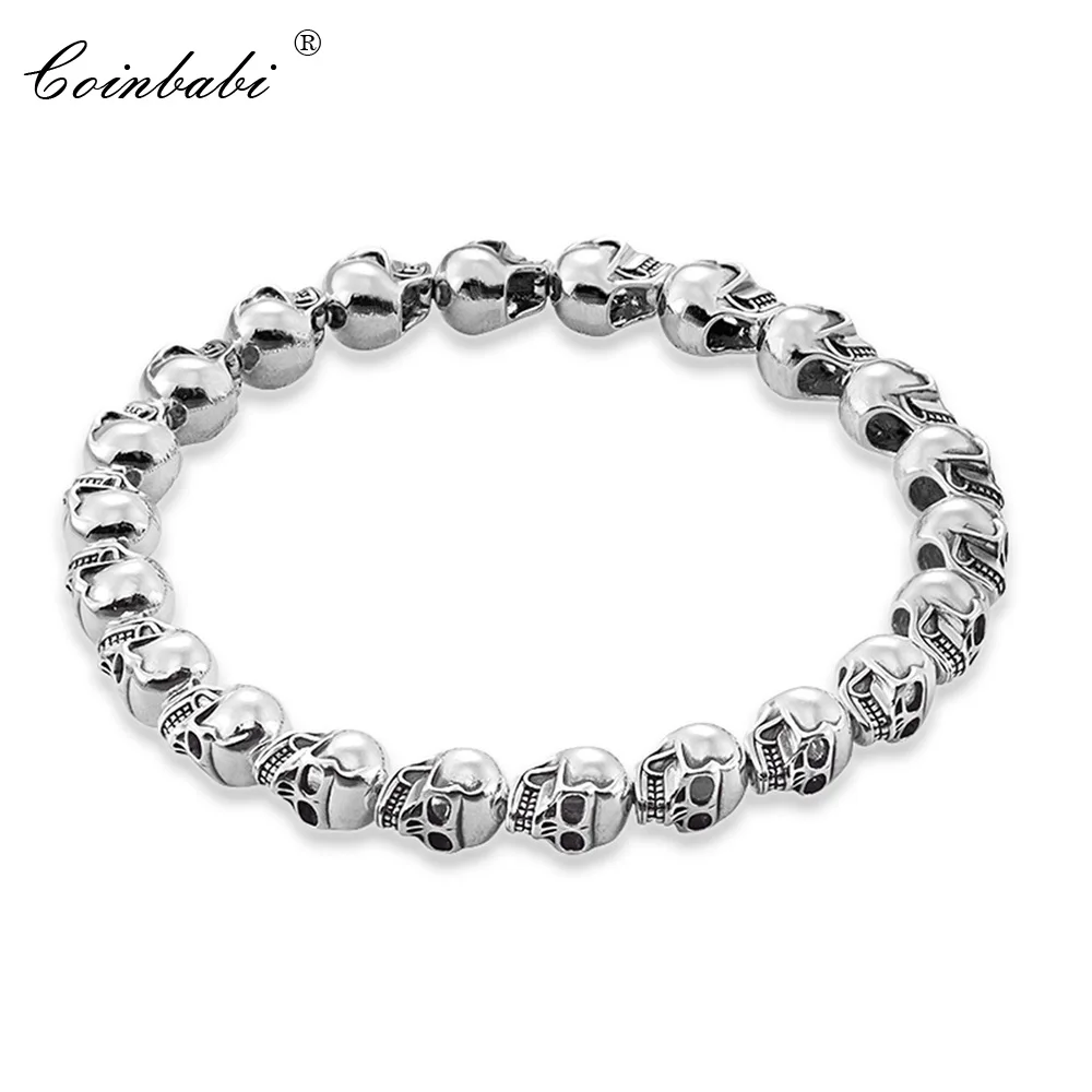 Thomas Silver Skulls Bead Bracelet, Elastic Heart Bracelet,Ts 925