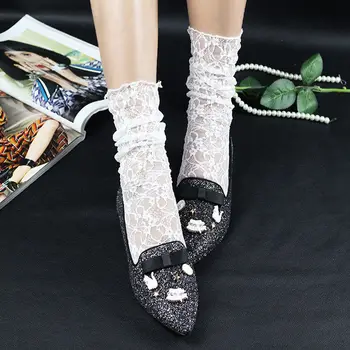

Fashion Women's Ruffle Fishnet Ankle High Socks Mesh Lace Fish Net Short Socks
