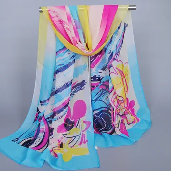 

Girl fashion printe floral paisley scarf/shawls long chiffon silk flower rainbow wrap muslim autumn scarves/shawls XQ201
