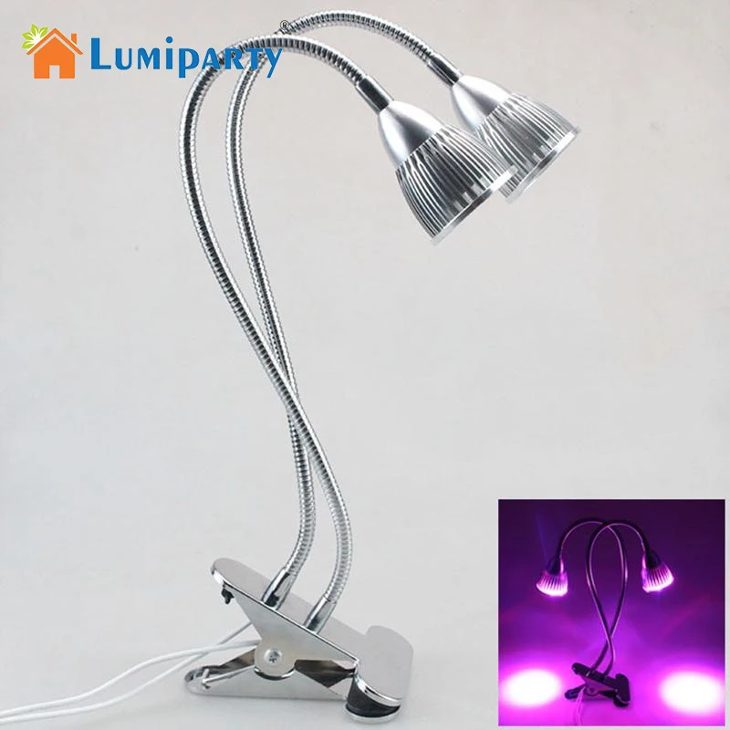 

LumiParty Desktop Dual Head Led Grow LightLED Grow Light with 360 Degrees Flexible Lamp Holder Clip LED Plant Growth LightIndoor