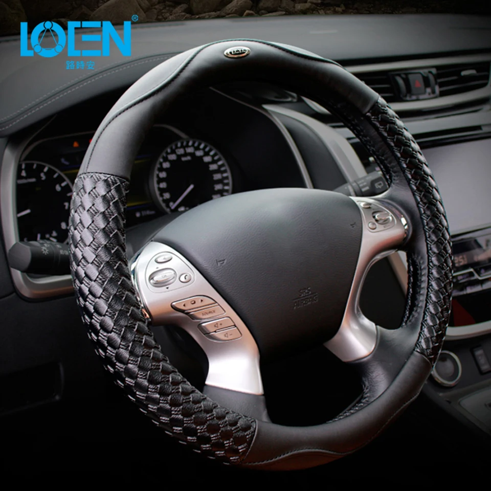

38CM/15'' Car Steering Wheel Cover Extremely braid soft Leathe on the steering-wheel Protector Anti-catch Case Auto Accessories