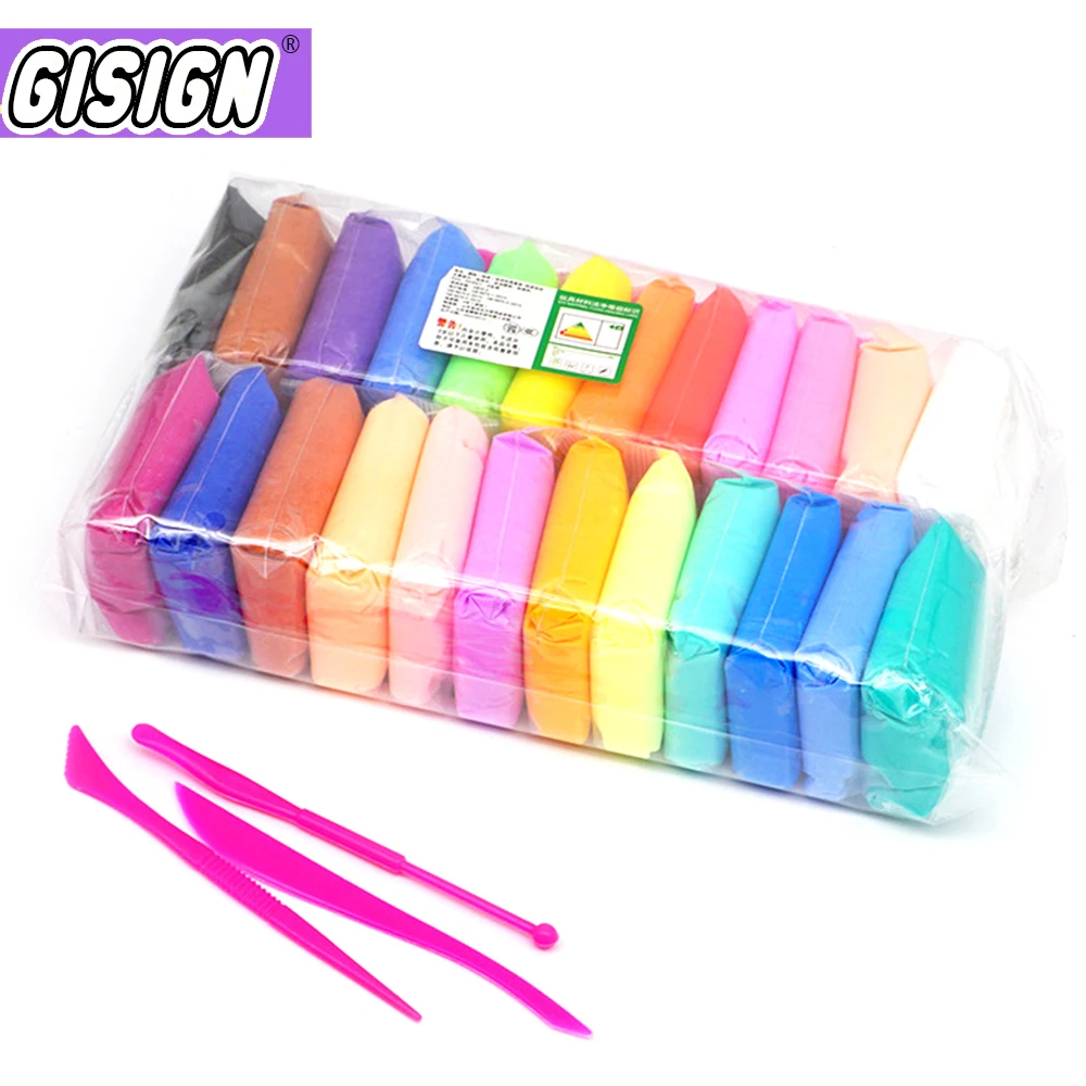 

24 Color Polymer Clay Light Set Fluffy Slime Air Dry Clay DIY Modelling Soft Cotton Charms Slime Supplies Antistress Kids Toys