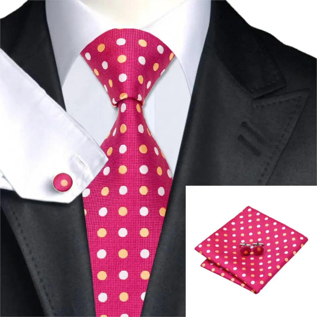 SN 1402 Polka Dot Neck Ties For Men Vestidos Brand Hi tie New Design Fashion Mens Ties Red Silk
