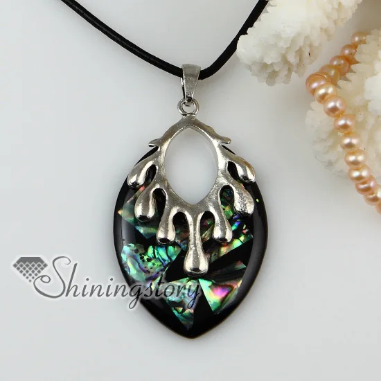 

leaf patchwork rainbow abalone seashell mother of pearl oyster sea shell necklaces pendants 2013 hand made jewellery
