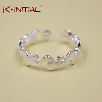 Kinitial 1Pcs Wholesale S Letter Link Rings For Women/Men Finger Jewelry 925 Silver Trendy Resizable Wedding Bands Ring Gift