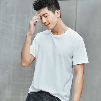 

2019 summer simple men's T-shirt cotton short-sleeved wild trend Japanese base advertising shirt