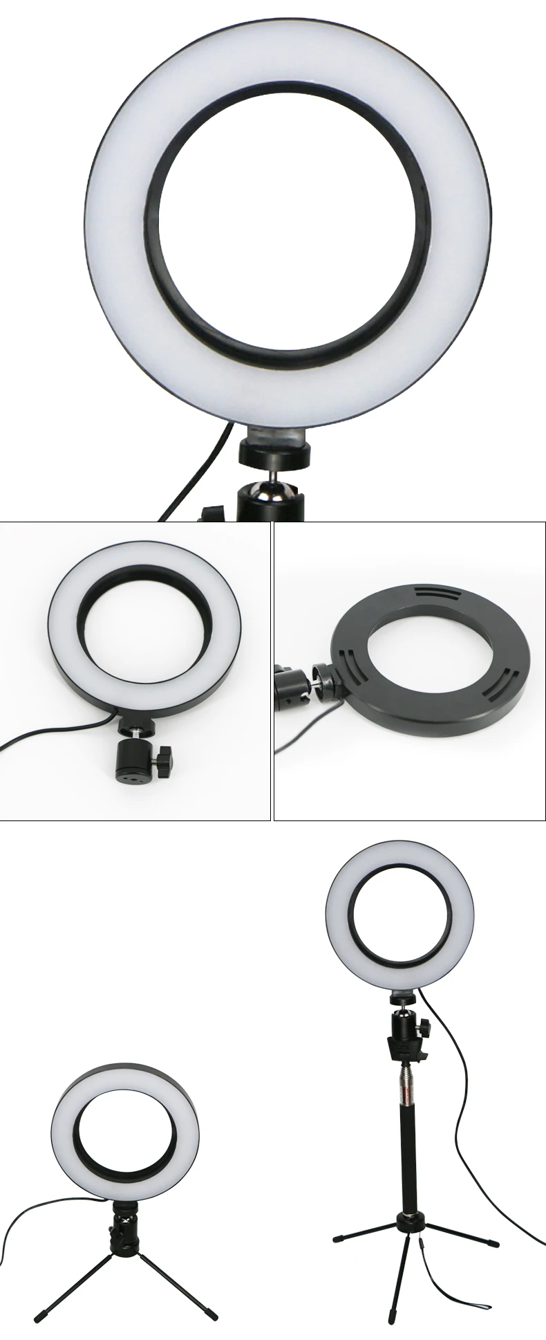 Светодиодный кольцевой светильник для селфи с регулируемой яркостью для фотосъемки Youtube Video Live 3200 K-5600 K фотостудия светильник со штативом для макияжа смартфона