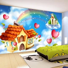 Голубое небо белые облака Радуга Замковая роспись Papel де Parede 3D детская спальня детская комната бумага для украшения стен
