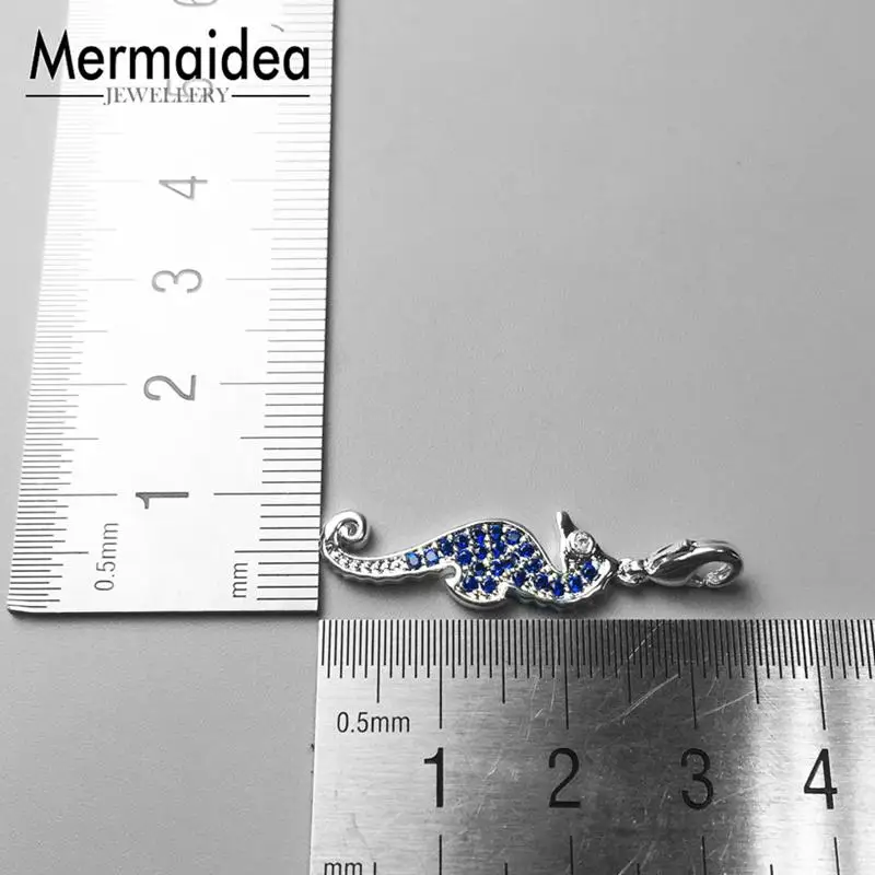 Европейский Стиль модные 925 пробы Щепка прекрасный кристаллом Малый подвеска "Морской конек" браслет шарма для Для женщин