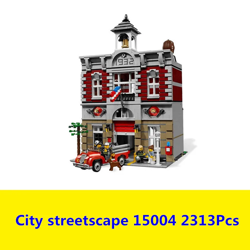 

2313Pcs City Street Creator Fire Brigade 15004 Model Doll House Building Kits Blocks Compatible lego 10197 3D Bricks figure toys