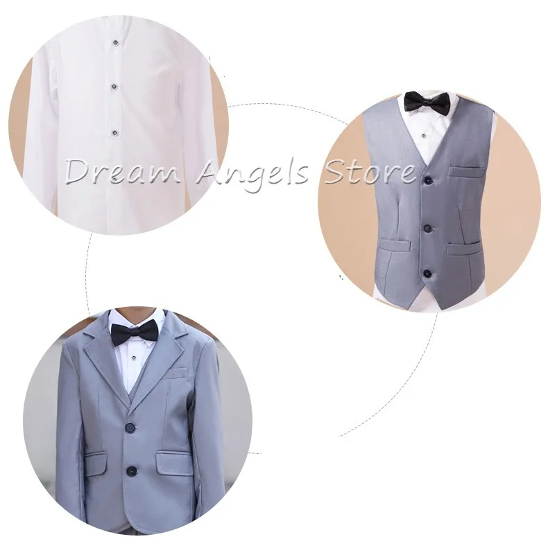 Модные высококачественные блейзеры для маленьких мальчиков партия из 5 единиц Формальный свадебный костюм серого цвета для мальчика Свадебные костюмы для мальчиков 07