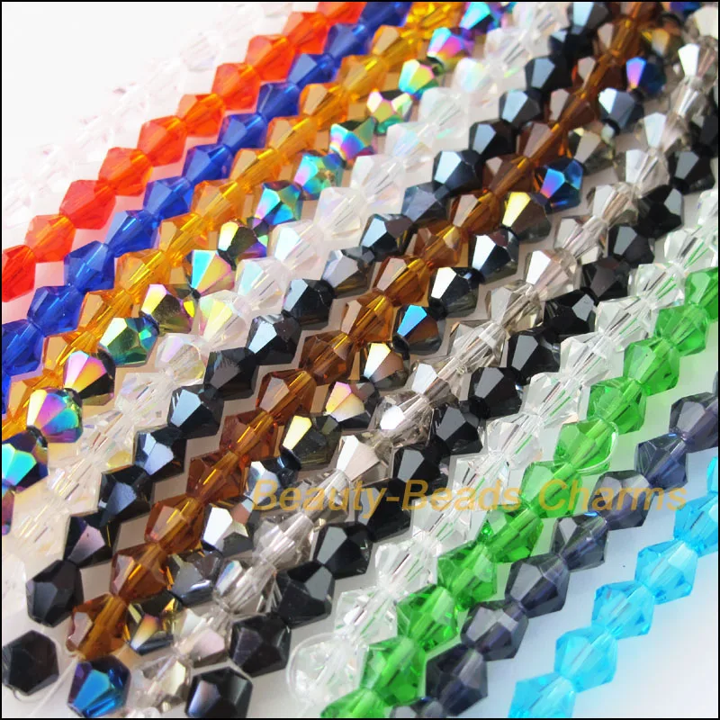 

25Pcs Loose Faceted Bicone Glass Crystal Spacer Beads Charms Mixed Colors 8mm