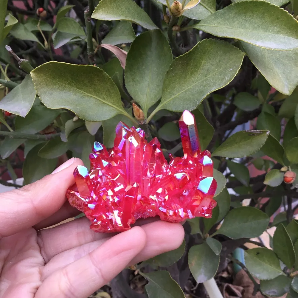 

Beautiful Red Aura Quartz Crystal Natural quartz Cluster specimen