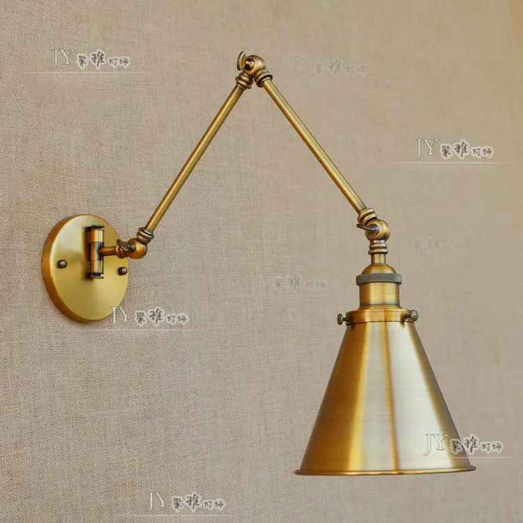 

Archaize wind long rod telescopic folding bronze wall lamp Decorated restaurant loft of bedroom the head of a bed lamp