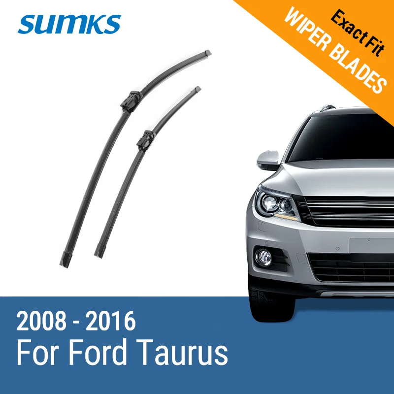 

SUMKS Wiper Blades for Ford Taurus / Taurus X Fit Hook / Push Button / Pinch Tab Arms Model Year from 2000 to 2017