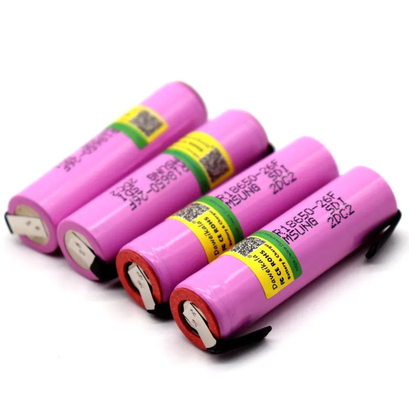 Защищенный 18650 3,7 V 2600mAh перезаряжаемый аккумулятор для Samsung батареи ICR18650-26F промышленного использования+ DIY Nick