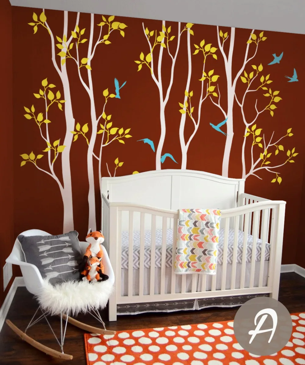 Scimmia Gufi Alberi Foglie Verdi In Pvc Adesivo Da Parete