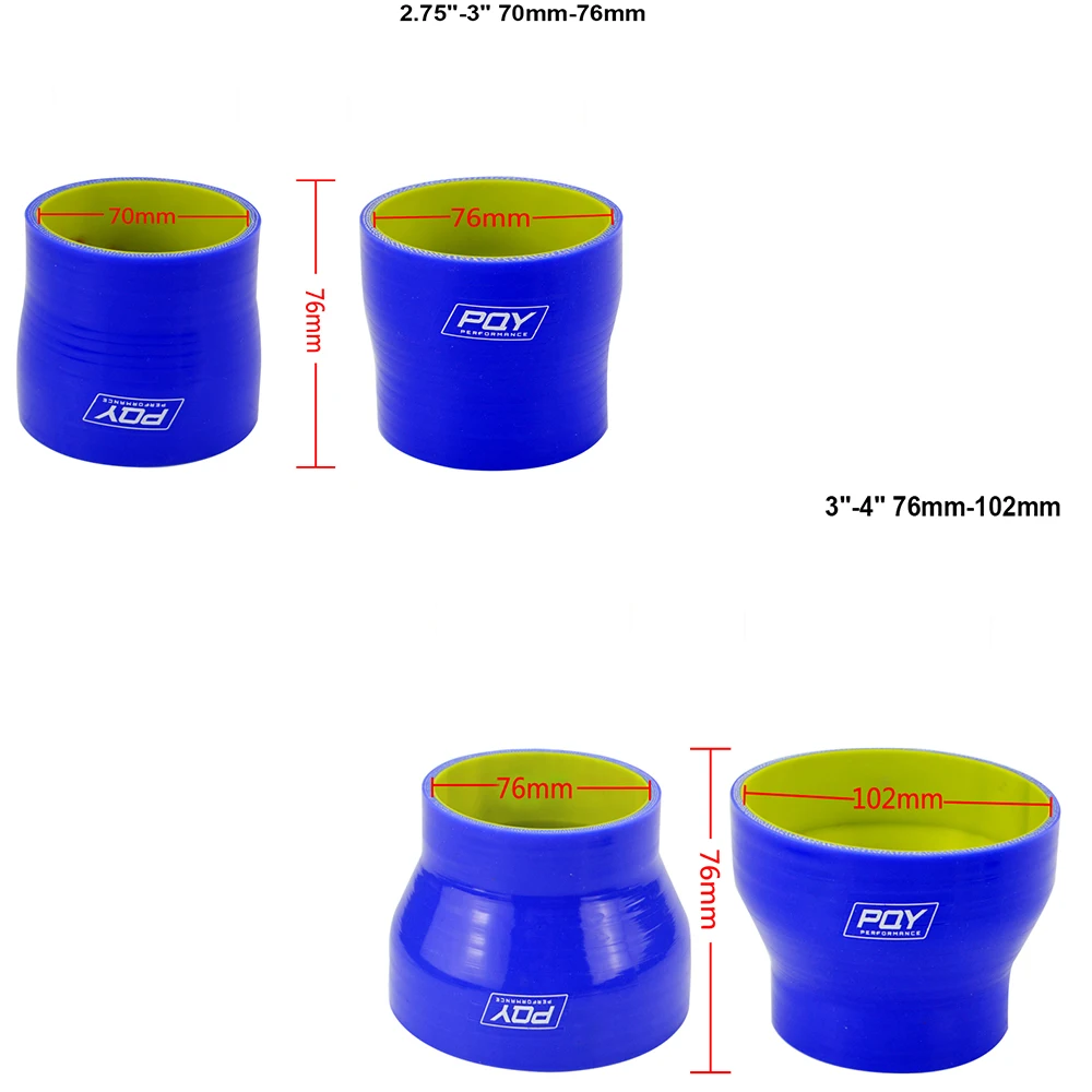 2"-2.5'' 2''-3'' 2.48''-2.75'' 2.48-3'' 2.75''-3'' 3''-4'' SILICONE HOSE STRAIGHT REDUCER JOINER COUPLING BLUE & Yellow images - 6