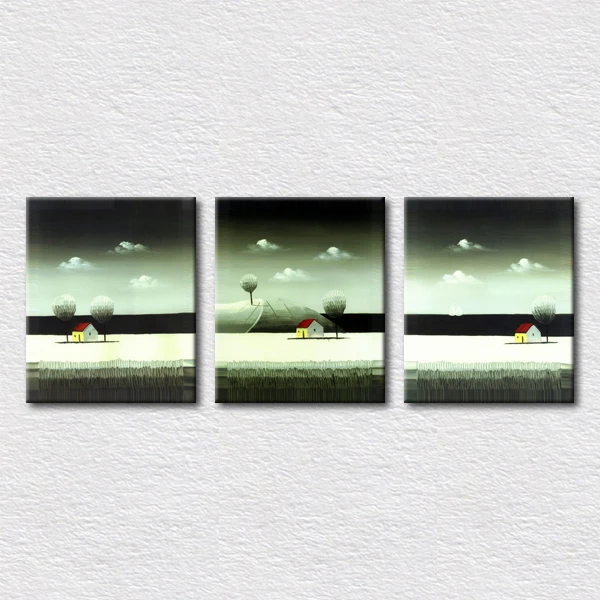 

Free shipping modern abstract picture canvas prints 3pcs modern Impressionism landscape for reading room