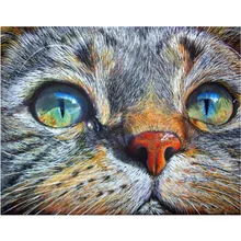 Кошка DIY Алмазная картина Кошка Животное dimaond вышивка полная дрель кошка голова алмазная живопись мозаика полная круглая дрель кошачья голова