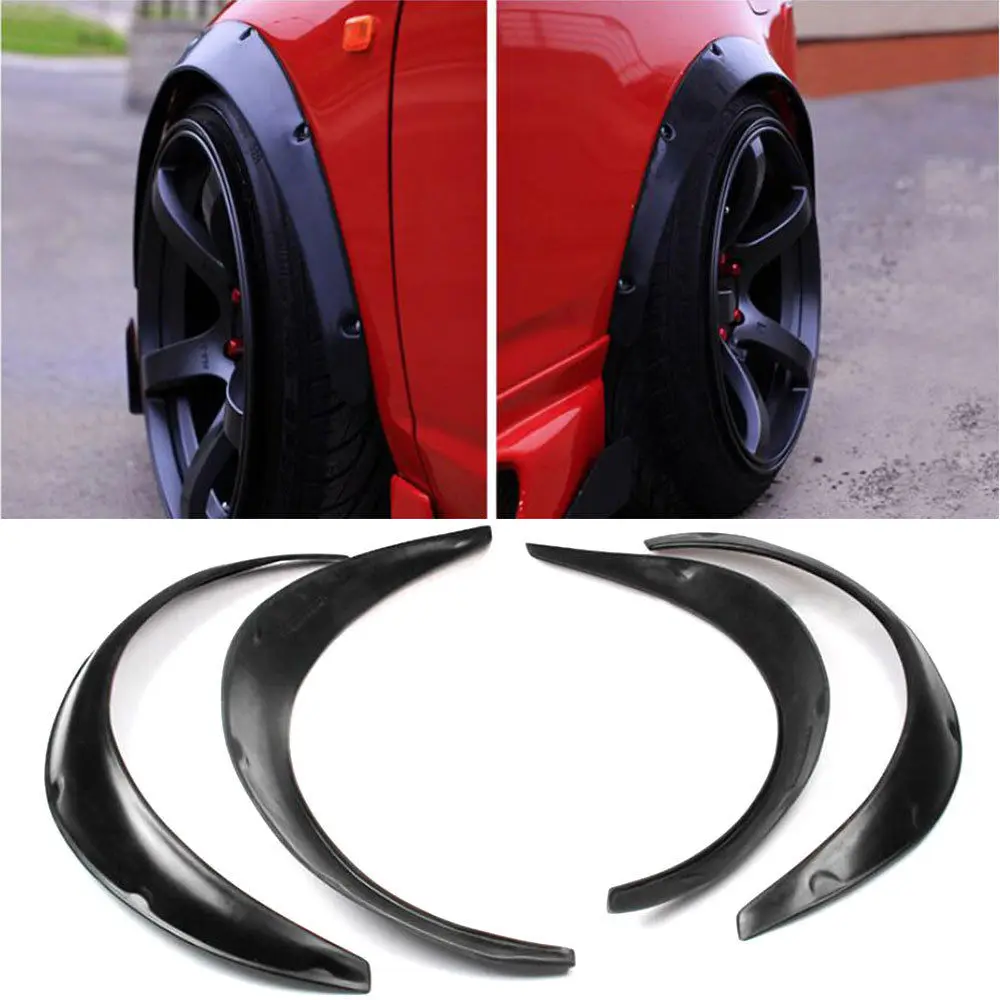 4pcs High Quality Flexible Polyurethane Car Automobile Exterior Car Styling Fender Flares Black Fit For Universal