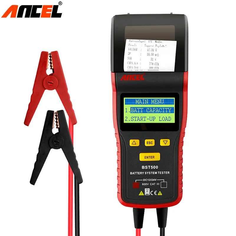 Ancel BST500 12V 24V Car font b Battery b font Tester With Thermal Printer Car Heavy