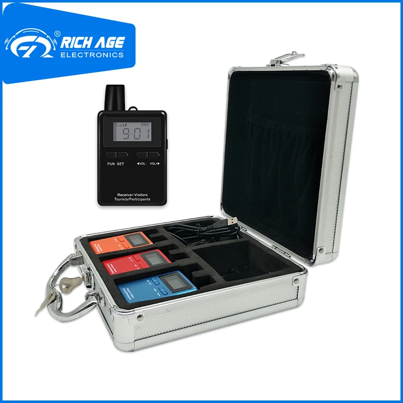

RichiTek Radio Audio Guide Potable 1 Transmitter+2 Receivers For Summer Camp With Condenser Microphone