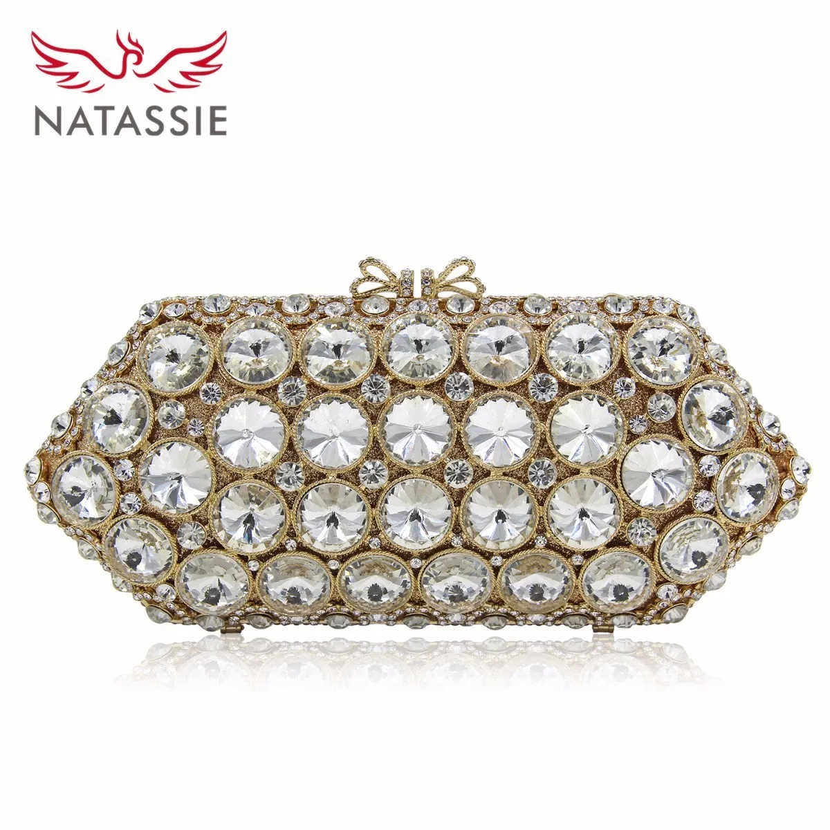 NATASSIE Women Clutches Crystal Bag White Stone Wedding Party Clutch
