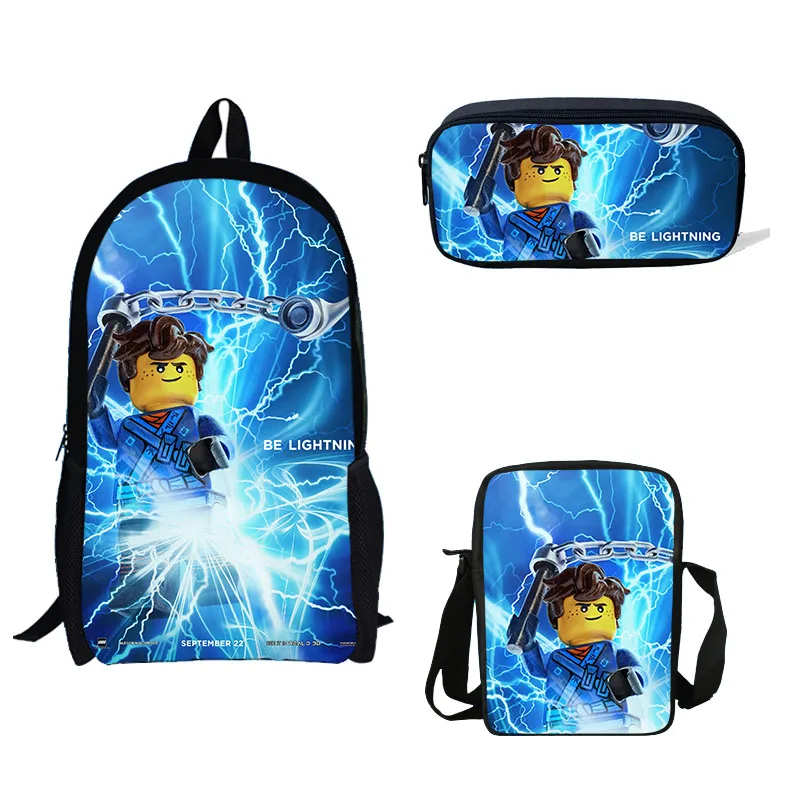 BULEFLYER 3 шт./компл. школьные сумки мультфильм Ninjago печать школьная книжная сумка рюкзак для подростков мальчиков и девочек Детские рюкзаки
