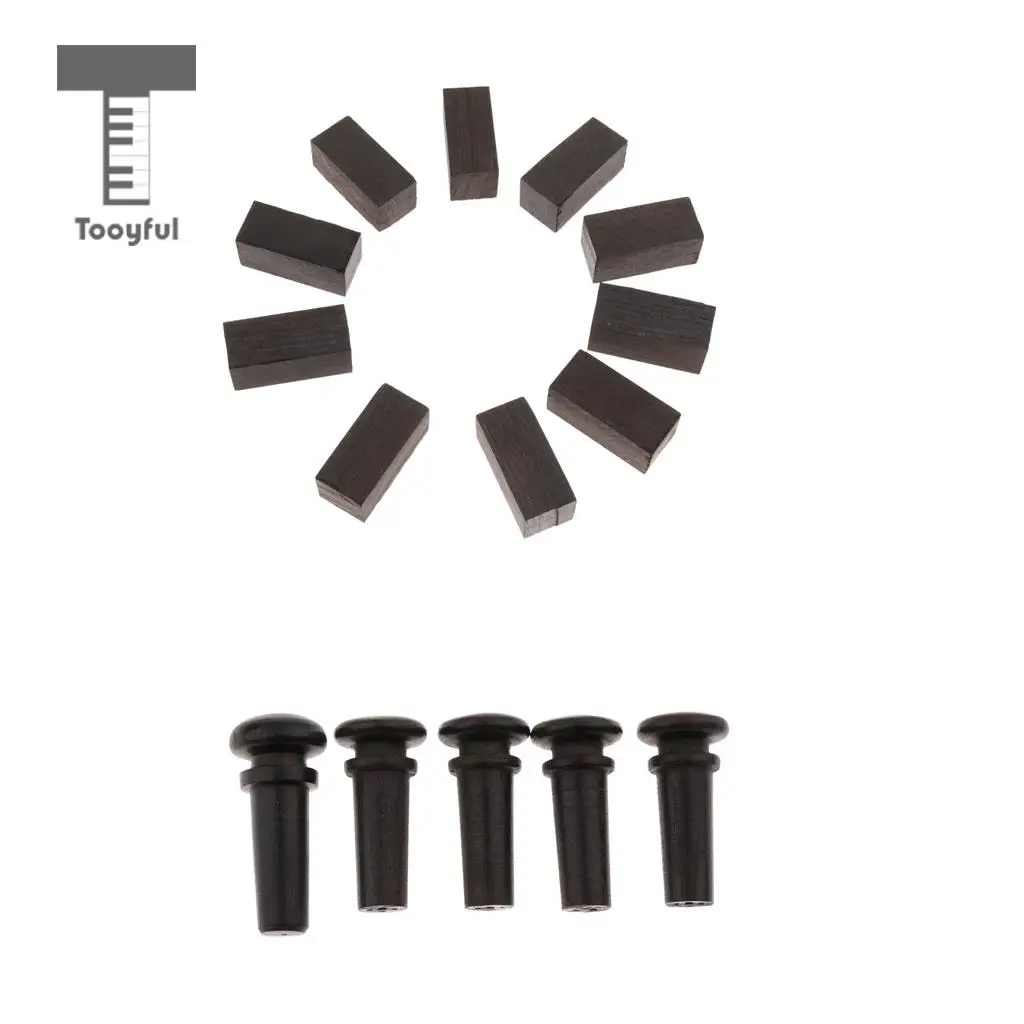 5pcs Blackwood Endpin/10pcs Square Wood Block For Violin Luthier Supply