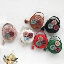 Круговой сумки для, женская обувь с кисточками для девочек круг-Форма цветочные Сумки из натуральной кожи сумка через плечо от Курьерские сумки для девочек 25