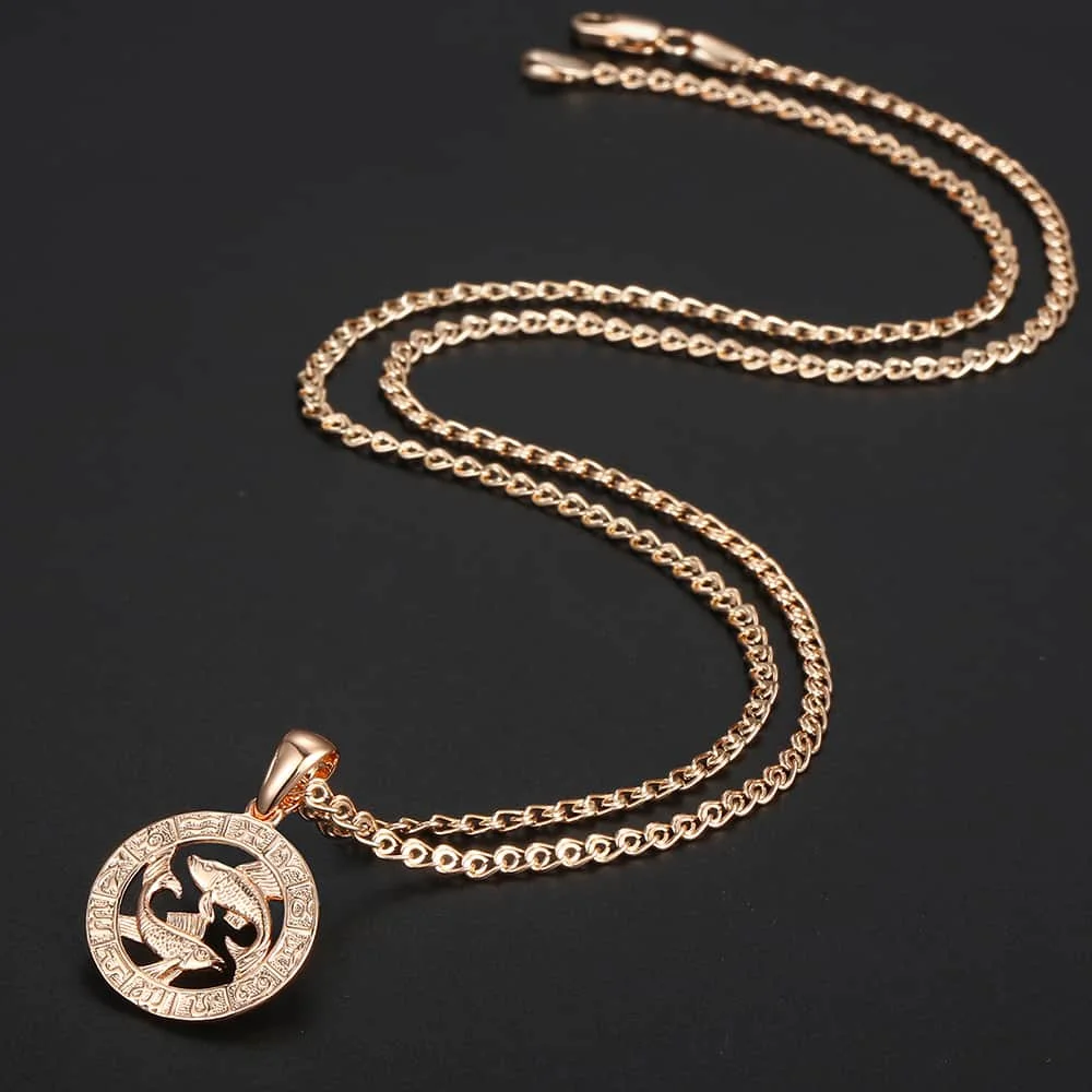 12 Zodiac Sign Constellations Pendant Necklace For Women Men 585 Rose Gold Necklace Fashion Birthday Gifts Drop Shipping GPM16A - Image 4