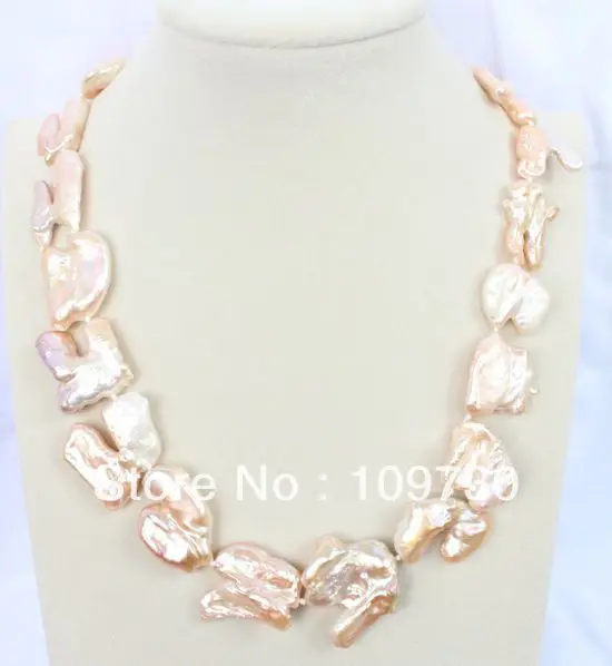 

Jewelry 001537 HUGE 18 30MM NATURAL SOUTH SEA GENUINE GOLD PINK LAVENDER PEARL NECKLACE 14KGP can choose