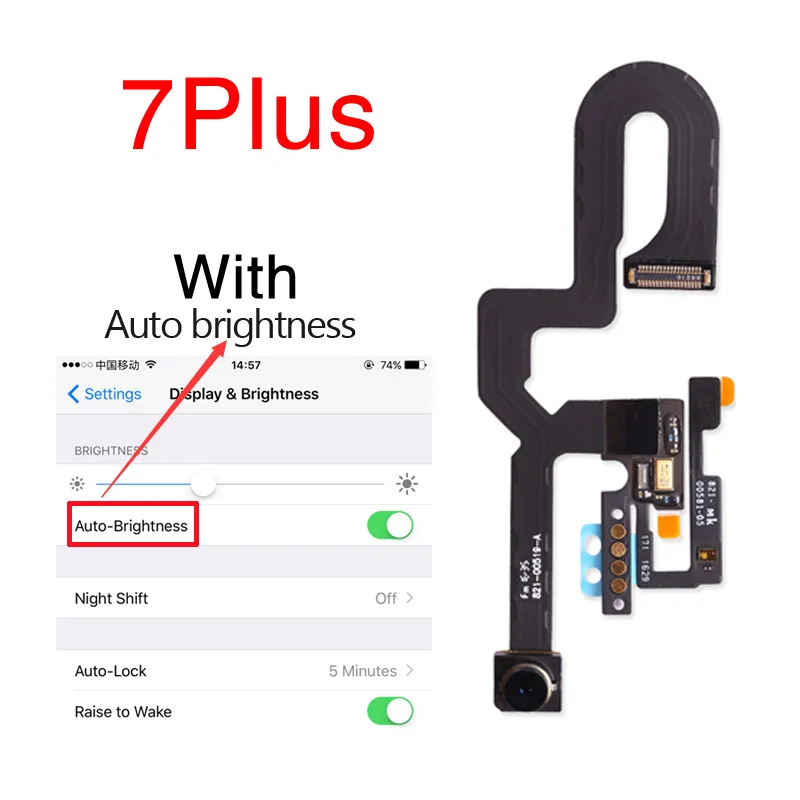 1 шт. для iPhone 7G 7 Plus световой датчик приближения маленькая фронтальная камера с гибким креплением кабель с камерой пластиковое кольцо держатель запчасти - Цвет: 7P With Brightness