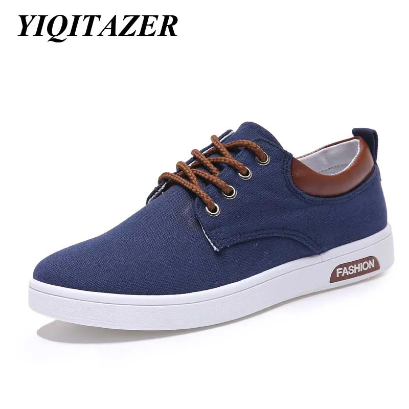 

YIQITAZER 2018 New Arrival Casual Canvas Man Shoes,Rubber Soles Summer Fashion Lace up Mens Shoes