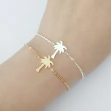 Гавайские пляжные украшения тропические пальмовые браслеты с деревом для женщин и мужчин золотой серебряный цвет из нержавеющей стали цепь кокосовый браслет с деревом