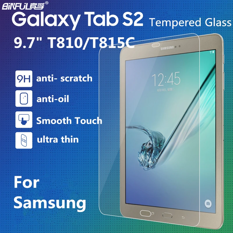 BINFUL Премиум ультра тонкий 0,3 мм 9 H закаленное Стекло для Samsung Galaxy Tab S2 9,7 T810 T815C прозрачный Экран протектор фильм