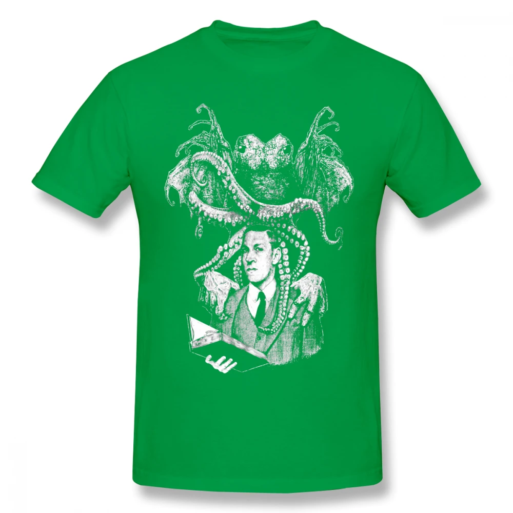 Для мужчин lovecплот Cthulhu футболка круглый вырез модная Горячая slae хороший с коротким рукавом Повседневная мода круглый вырез - Цвет: Зеленый
