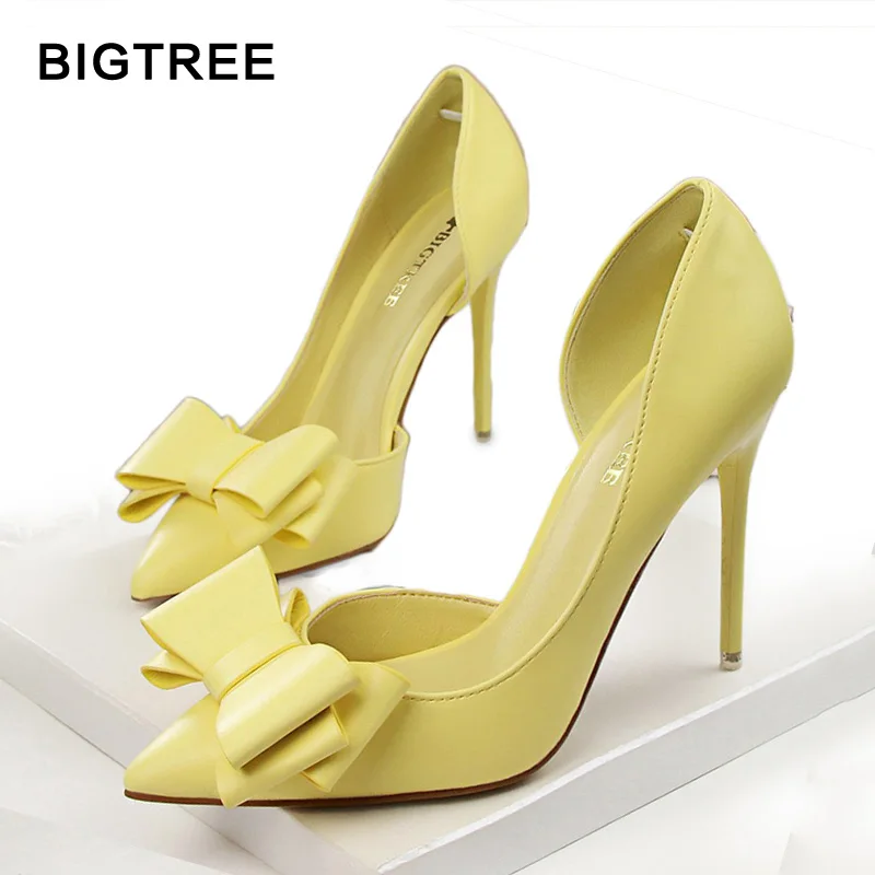 

BIGTREE Fashion Women Pumps Sexy High Heels Wedding Shoes Pointed Toe Dress Shoes Female 2018 Women Heel Shoes pink 7 Colors