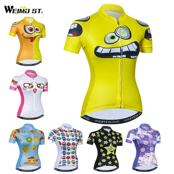 

Cute Style Weimostar Women Cycling Jersey Riding roupa ciclismo Funny Cartoon MTB Jersey Bicycle Moutain Wear Tops