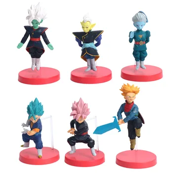

Anime Dragon Ball Z Super Saiyan WCF Goku Black Zamasu Vegeta Trunks PVC Action Figures Collection Model Kids Toys Doll 6pcs/set