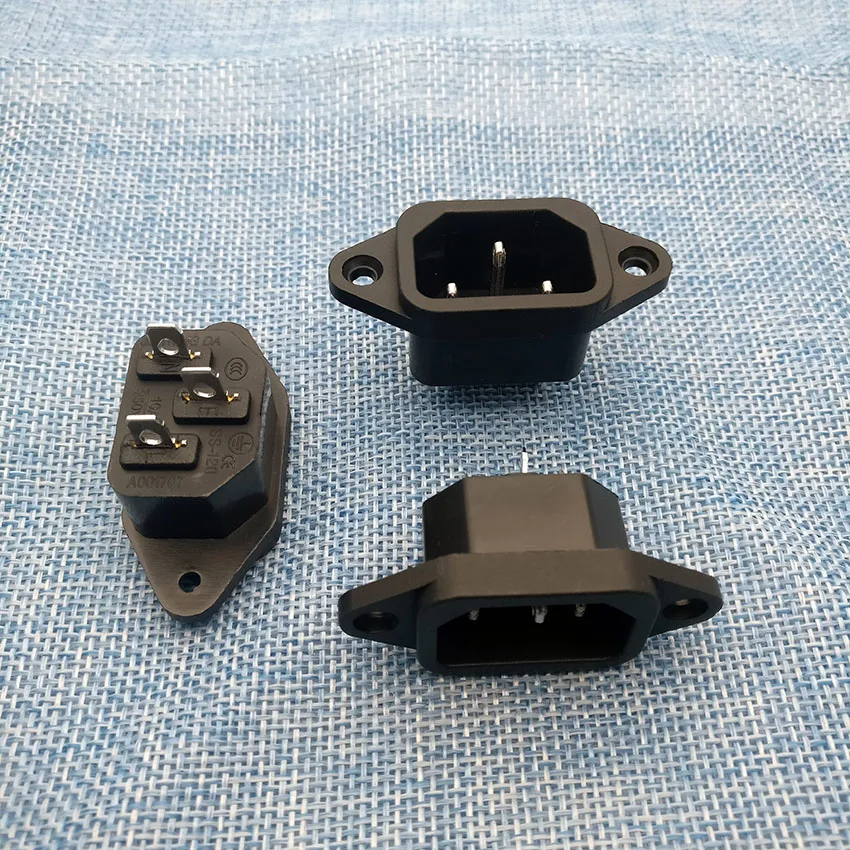 10Pcs  IEC320 C14 Male 3Pin Chassis Panel Mount Power Socket AC250V/10A