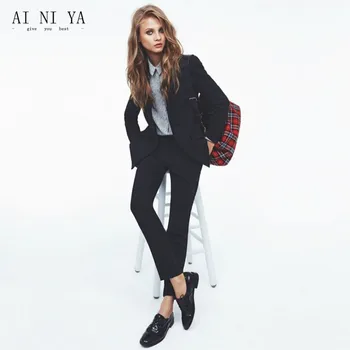 Women Pant Suits Design Fashion Black 2 Piece Formal Women Ladies Business Office Tuxedos Work Wear Suits Bespoke Women Pant Suits Design Fashion Black 2 Piece Formal Women Ladies Business Office Tuxedos Work Wear Suits Bespoke