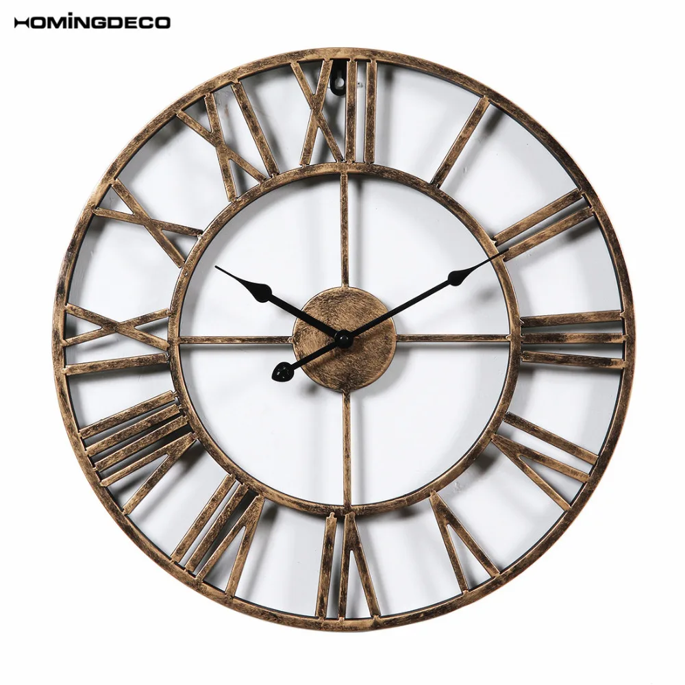 

Homingdeco Fashion Creative Wall Clock Iron Hollowed-Out Vintage Living Room Livingroom Hanging Clock Household Wall Decor