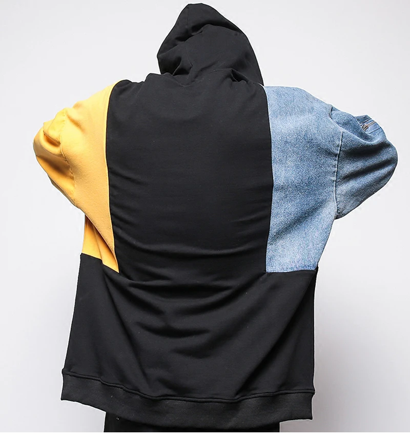 Patchwork Oversized Sweatshirt Men Fashion Long Hoodies Men  (17)